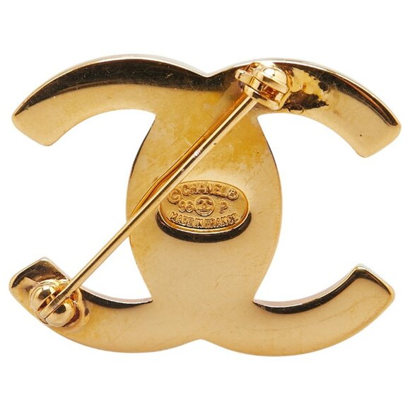 CHANEL Vintage Gold Logo Brooch
